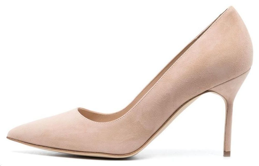 (Women) Manolo Blahnik Pointed Toe Stiletto 'Pink Suede' 9XX-0416-2601