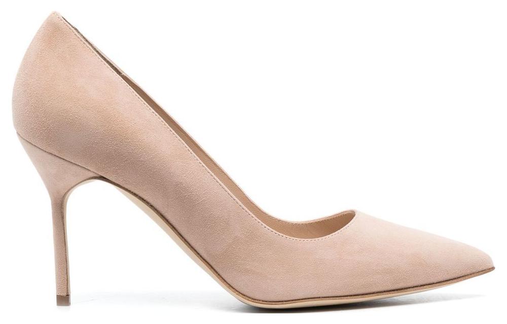 Order (W) Manolo Blahnik Sepatu Hak Tinggi Lancip 'Pink Suede' 9XX-0416-2601