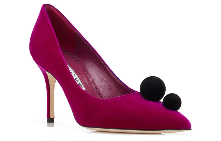 Order MANOLO BLAHNIK 涤綸 尖頭 細跟 高筒鞋 女款 紫紅色