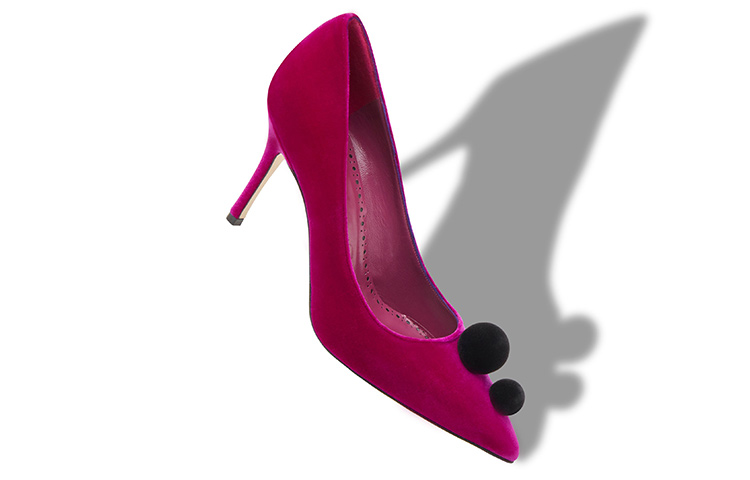 Lookbook MANOLO BLAHNIK 涤綸 尖頭 細跟 高筒鞋 女款 紫紅色