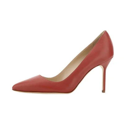 (W) Manolo Blahnik Pointed Toe Stiletto 'Red Leather'