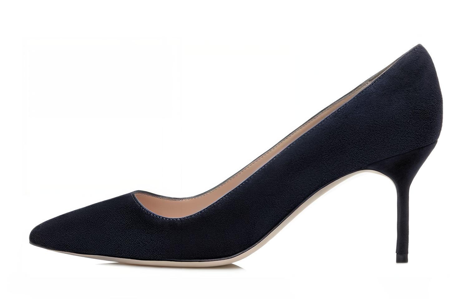 Buy (W) Manolo Blahnik Tacones Altos en Ante Azul Oscuro Punta Fina 9XX-0415-0014