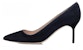 (W) Manolo Blahnik Tumit Tinggi Suede Hujung Runcing 'Biru Gelap' 9XX-0415-0014