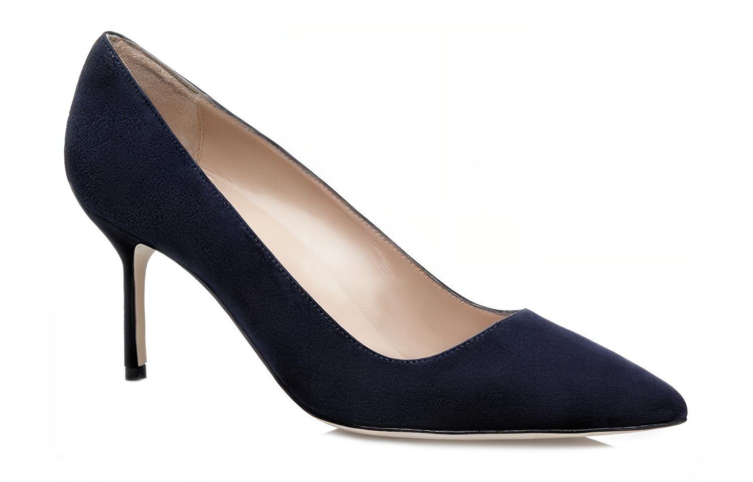 Order (W) Manolo Blahnik Tacones Altos en Ante Azul Oscuro Punta Fina 9XX-0415-0014