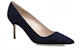 (W) Manolo Blahnik Tumit Tinggi Suede Hujung Runcing 'Biru Gelap' 9XX-0415-0014