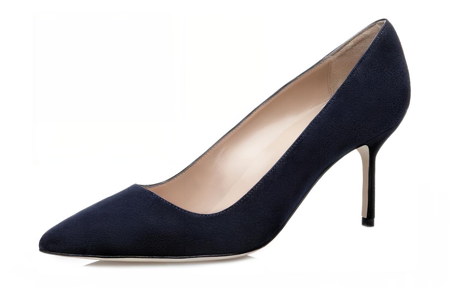 Lookbook (W) Manolo Blahnik Tacones Altos en Ante Azul Oscuro Punta Fina 9XX-0415-0014