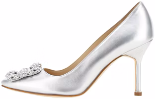 (Women) Manolo Blahnik Round Toe Slip-On Stiletto 'Silver' 22314750454 (Women) Manolo Blahnik Round Toe Slip-On Stiletto 'Silver' 22314750454