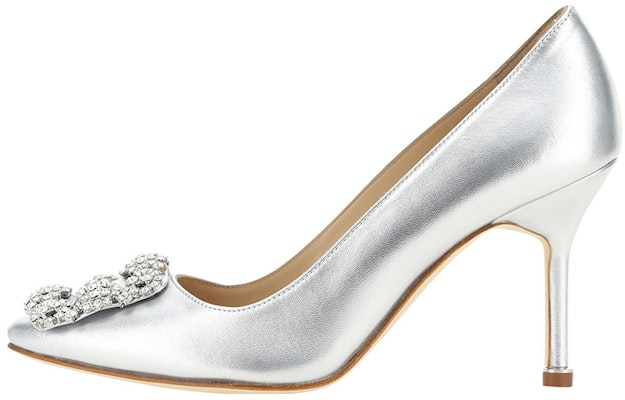 (Women) Manolo Blahnik Round Toe Slip-On Stiletto 'Silver' 22314750454 Buy (Women) Manolo Blahnik Round Toe Slip-On Stiletto 'Silver' 22314750454