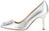 Buy (W) Manolo Blahnik 圆头银色高跟鞋 22314750454