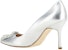 (W) Manolo Blahnik Kasut Tumit Runcing Slip-On 'Perak' 22314750454