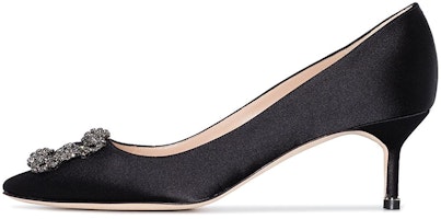 (Women) Manolo Blahnik Round Toe Stiletto 'Black Leather' 9XX-0661-0039 (Women) Manolo Blahnik Round Toe Stiletto 'Black Leather' 9XX-0661-0039