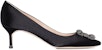 (W) Manolo Blahnik Stiletto Hujung Bulat 'Kulit Hitam' 9XX-0661-0039