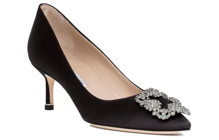 Lookbook (W) Manolo Blahnik Sepatu Hak Runcing 'Kulit Hitam' 9XX-0661-0039