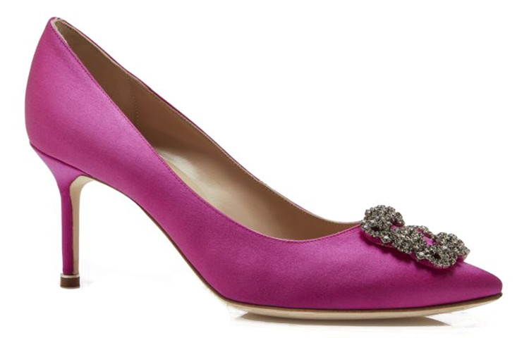 (W) Manolo Blahnik Satin Almond Toe High Heels 'Purple' 圖 2