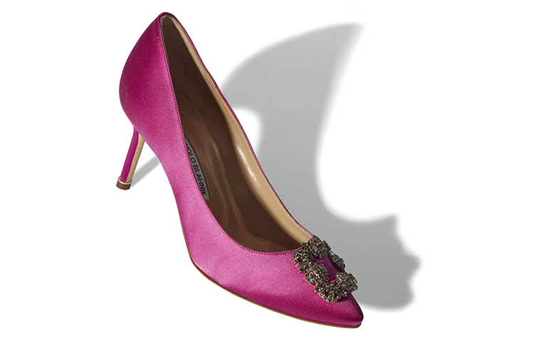 (W) Manolo Blahnik Satin Almond Toe High Heels 'Purple' 圖 3