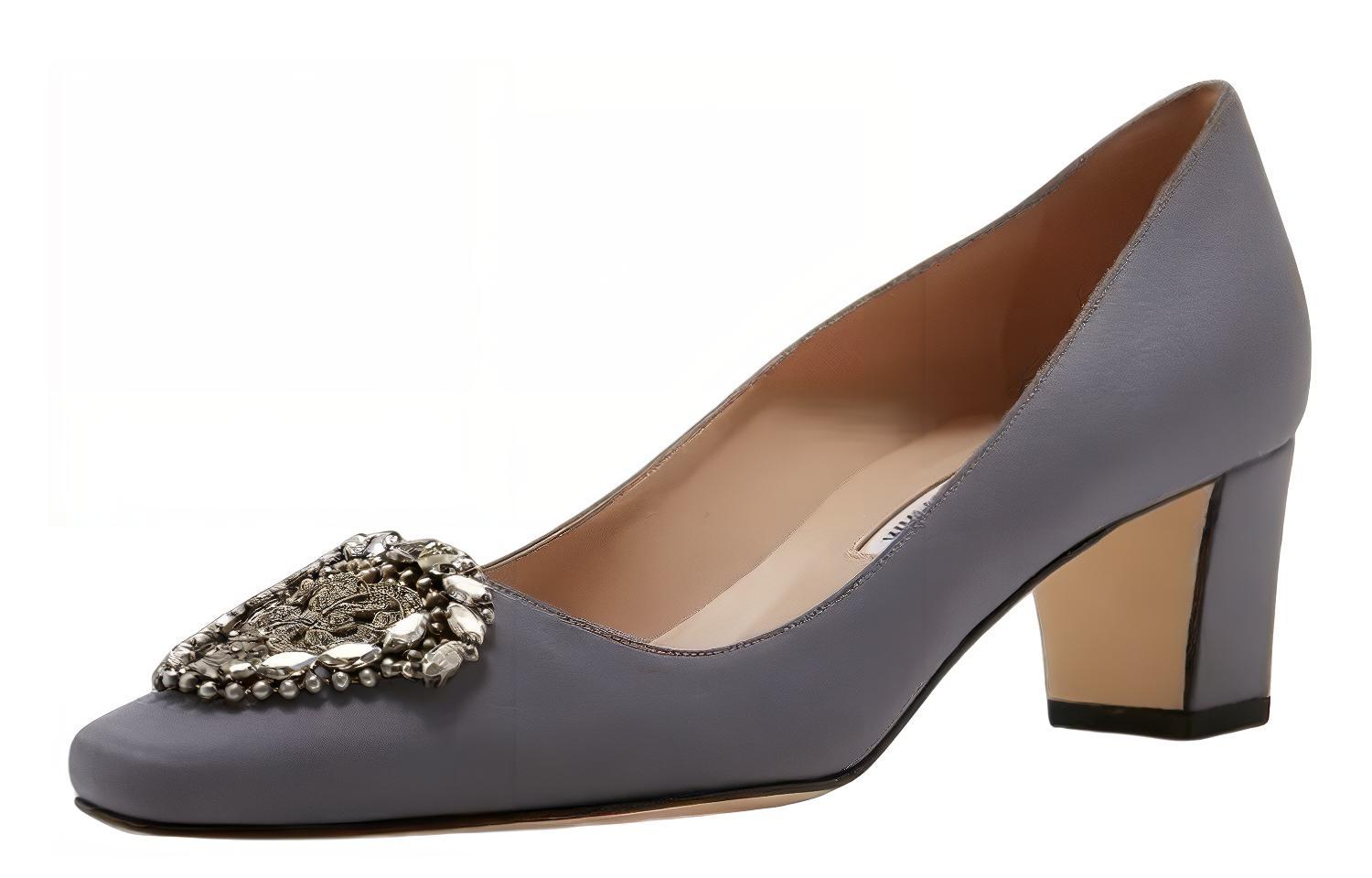 (W) Manolo Blahnik Satin Buckle High-Heels 'Grey Jewel' 圖 3