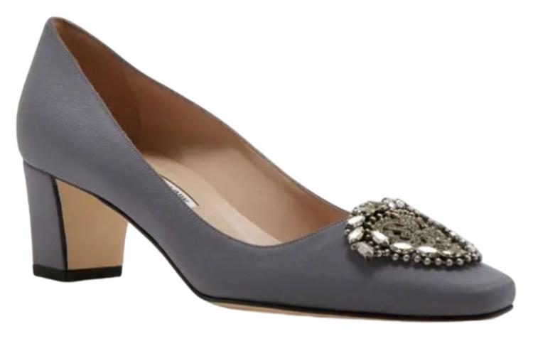 (W) Manolo Blahnik Satin Buckle High-Heels 'Grey Jewel' 圖 4