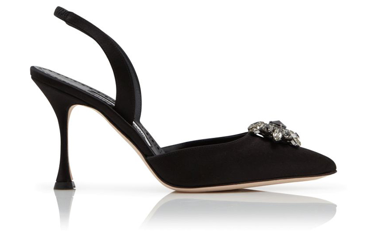 Order (W) 마놀로 블라닉 주얼 블랙 새틴 버클 하이힐 321-1821-0009