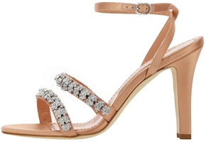 (Women) Manolo Blahnik Satin Buckle Slide 'Nude' 223-1379-8802 (Women) Manolo Blahnik Satin Buckle Slide 'Nude' 223-1379-8802