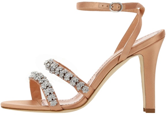 (Women) Manolo Blahnik Satin Buckle Slide 'Nude' 223-1379-8802 Buy (Women) Manolo Blahnik Satin Buckle Slide 'Nude' 223-1379-8802