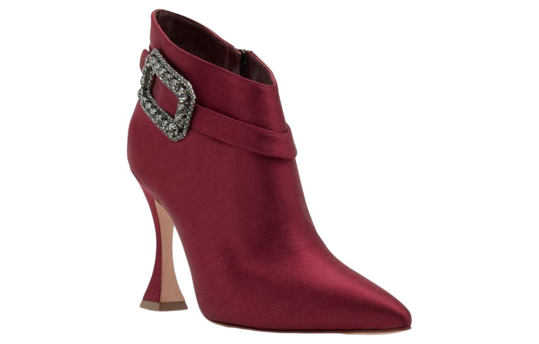 (W) Manolo Blahnik Satin Crystal Buckle Ankle Boot 'Deep Red' 圖 2
