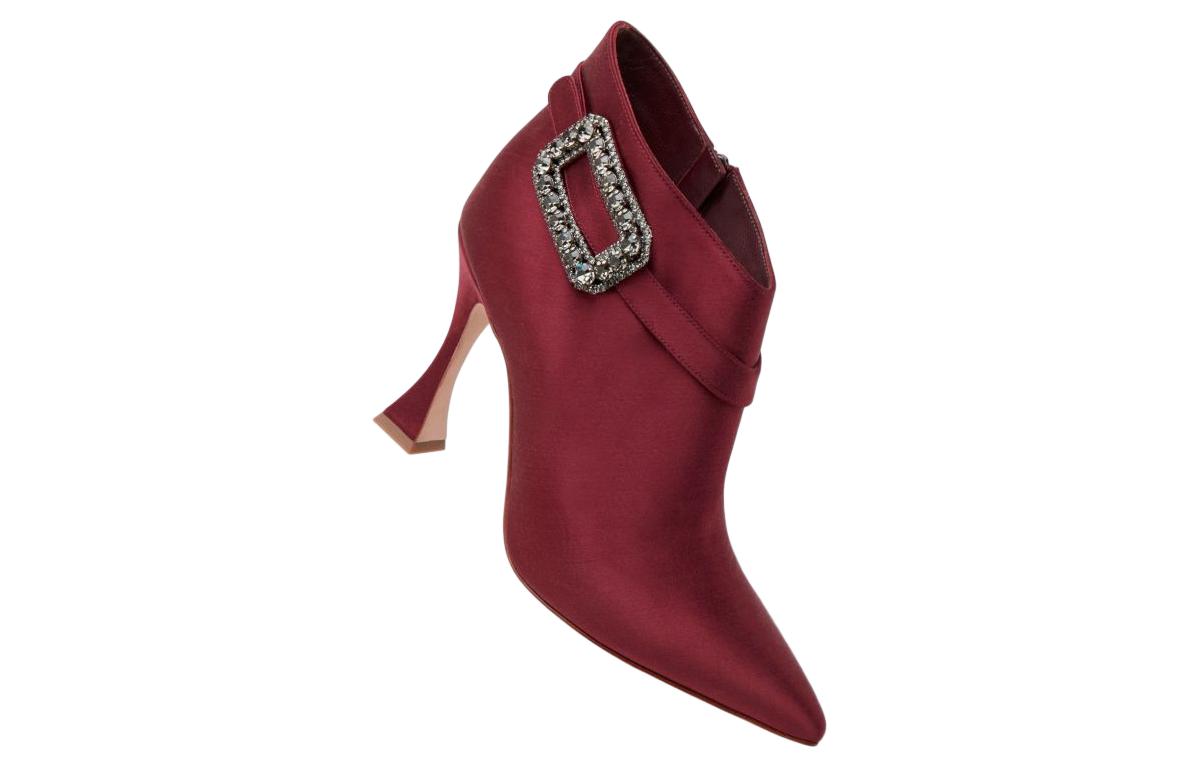 (W) Manolo Blahnik Satin Crystal Buckle Ankle Boot 'Deep Red' 圖 3