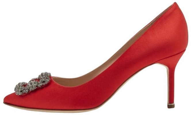 MANOLO BLAHNIK 緞面 水晶方扣尖頭 細跟 高跟鞋 7cm 女款 紅色 Buy MANOLO BLAHNIK 緞面 水晶方扣尖頭 細跟 高跟鞋 7cm 女款 紅色