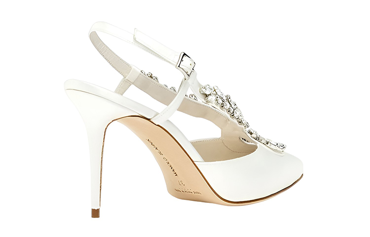 (W) Manolo Blahnik Satin Crystal Embellished High Heels 'White' 圖 4