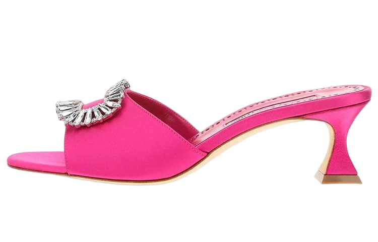 (Women) Manolo Blahnik Satin Crystals High Heels 'Hot Pink' 222-1190-5275