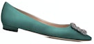 Lookbook (W) Manolo Blahnik Satin Flat dengan Crystal Buckle 'Hijau' 9XX-0348-0030