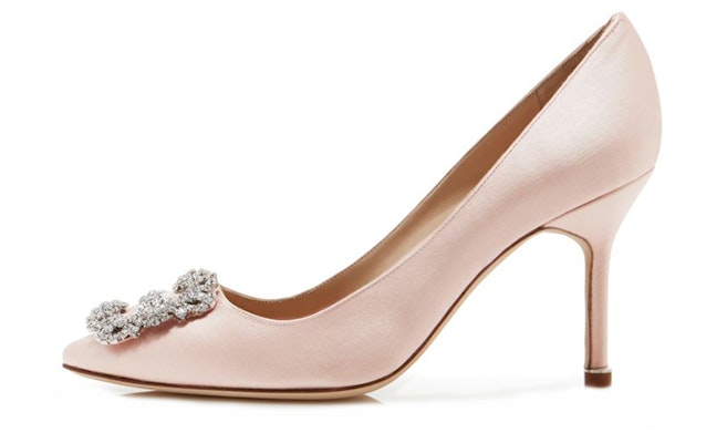MANOLO BLAHNIK 水晶飾扣緞面高跟鞋 女款 淺粉色 Buy MANOLO BLAHNIK 水晶飾扣緞面高跟鞋 女款 淺粉色