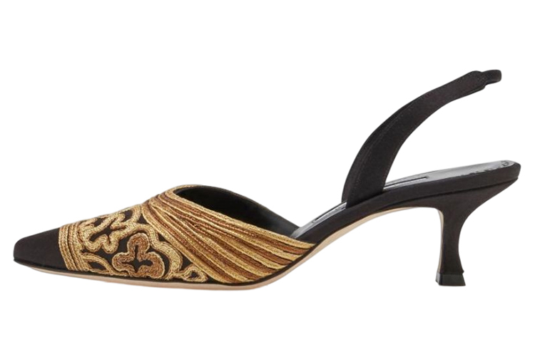 (W) Manolo Blahnik Satin High Heels 'Black Gold'