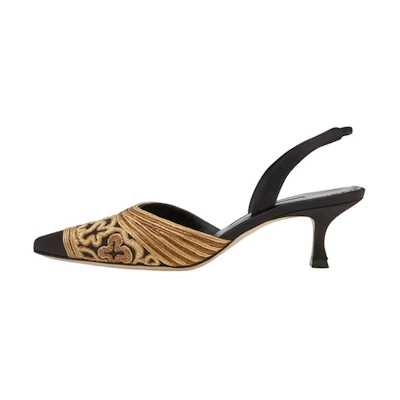 (W) Manolo Blahnik Satin High Heels 'Black Gold'