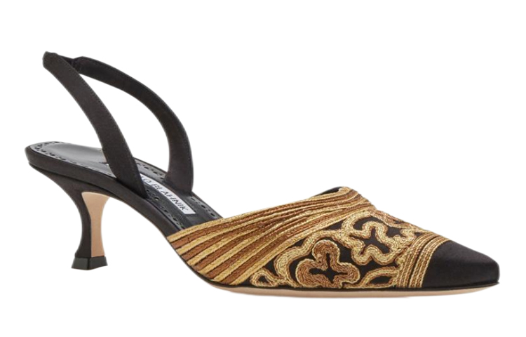 (W) Manolo Blahnik Satin High Heels 'Black Gold' 圖 2