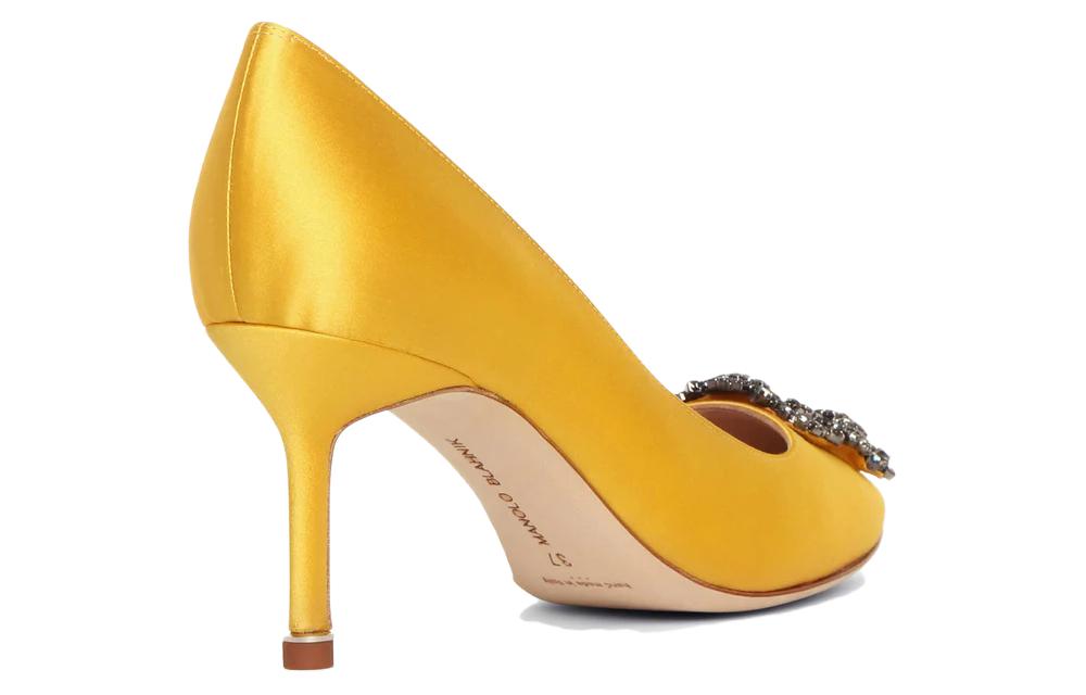 (W) Manolo Blahnik Satin High Heels 'Crystal Buckle Yellow' 圖 4