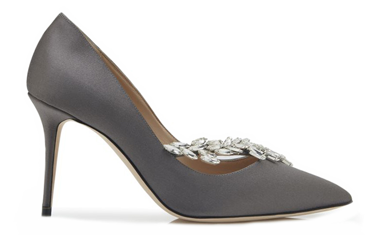 (W) Manolo Blahnik Satin High Heels 'Crystal Leaf Grey' 圖 2