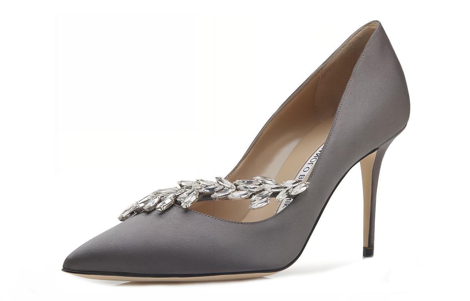 (W) Manolo Blahnik Satin High Heels 'Crystal Leaf Grey' 圖 3
