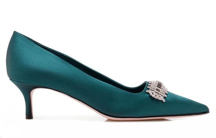 (W) Manolo Blahnik Satin High Heels 'Dark Green Crystal' 圖 2