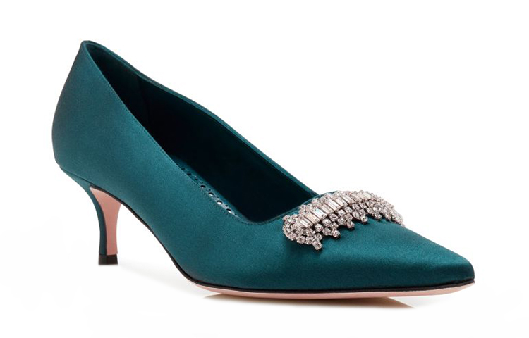 (W) Manolo Blahnik Satin High Heels 'Dark Green Crystal' 圖 3