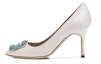 Buy (W) Manolo Blahnik Satin Tinggi 'Square Crystal Buckle - Putih' 9XX-0230-0002