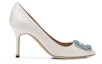 Order (W) Manolo Blahnik Satin Tinggi 'Square Crystal Buckle - Putih' 9XX-0230-0002