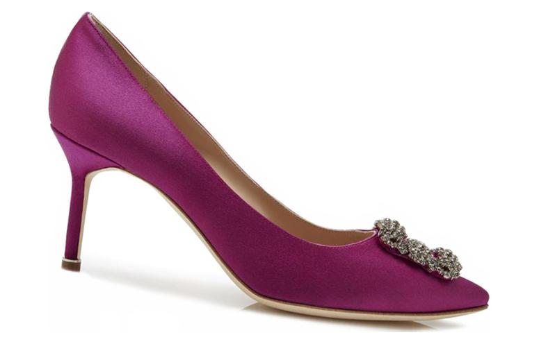 (W) Manolo Blahnik Satin High Heels with Crystal Buckle 'Purple Red' 圖 2