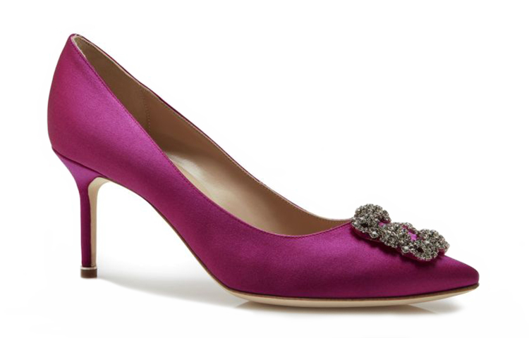 (W) Manolo Blahnik Satin High Heels with Crystal Buckle 'Purple Red' 圖 3