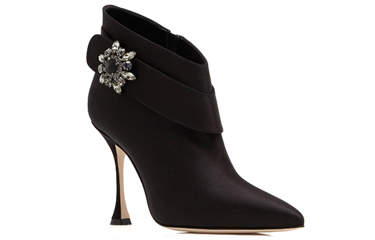 (W) Manolo Blahnik Satin Jewel Buckle High Heels 'Black' 圖 2
