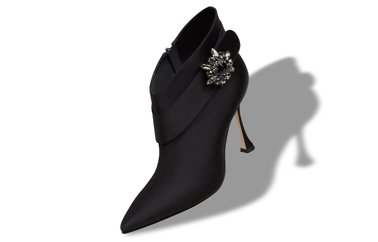 (W) Manolo Blahnik Satin Jewel Buckle High Heels 'Black' 圖 3