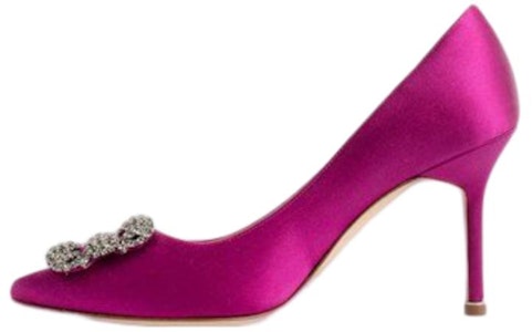 (W) Manolo Blahnik 深粉色缎面宝石扣细高跟鞋 9XX0663-PURPLE Buy (W) Manolo Blahnik 深粉色缎面宝石扣细高跟鞋 9XX0663-PURPLE