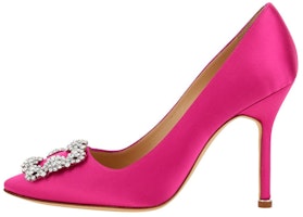 (Women) Manolo Blahnik Satin Jewel Stiletto Heels 'Pink' 9XX-0318-5275 (Women) Manolo Blahnik Satin Jewel Stiletto Heels 'Pink' 9XX-0318-5275