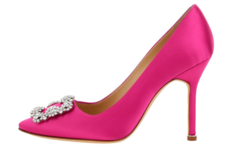 (Women) Manolo Blahnik Satin Jewel Stiletto Heels 'Pink' 9XX-0318-5275
