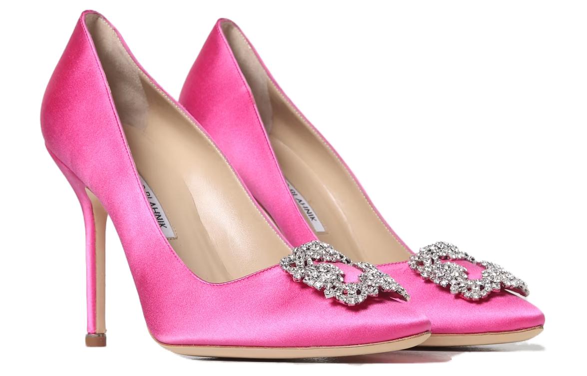 Shop (W) Manolo Blahnik Tacones de Aguja Satinados con Joyas 'Rosa' 9XX-0318-5275