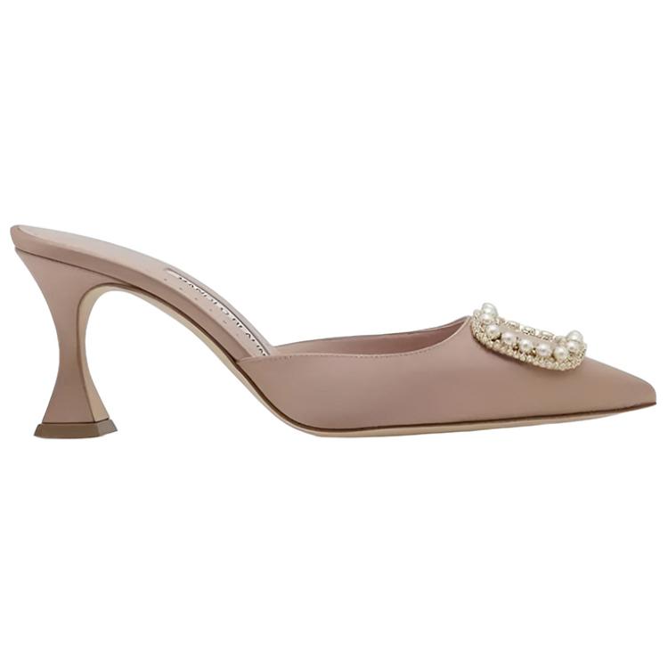 (W) Manolo Blahnik Satin Pearl Embellished High-Heels 'Pink' 圖 2